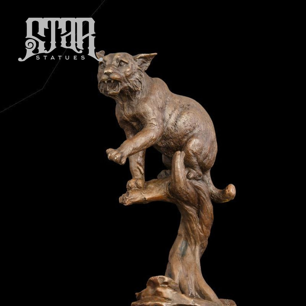 Bobcat in Tree | Animal and Wildlife Sculpture | Bronze Statue - Star Statues