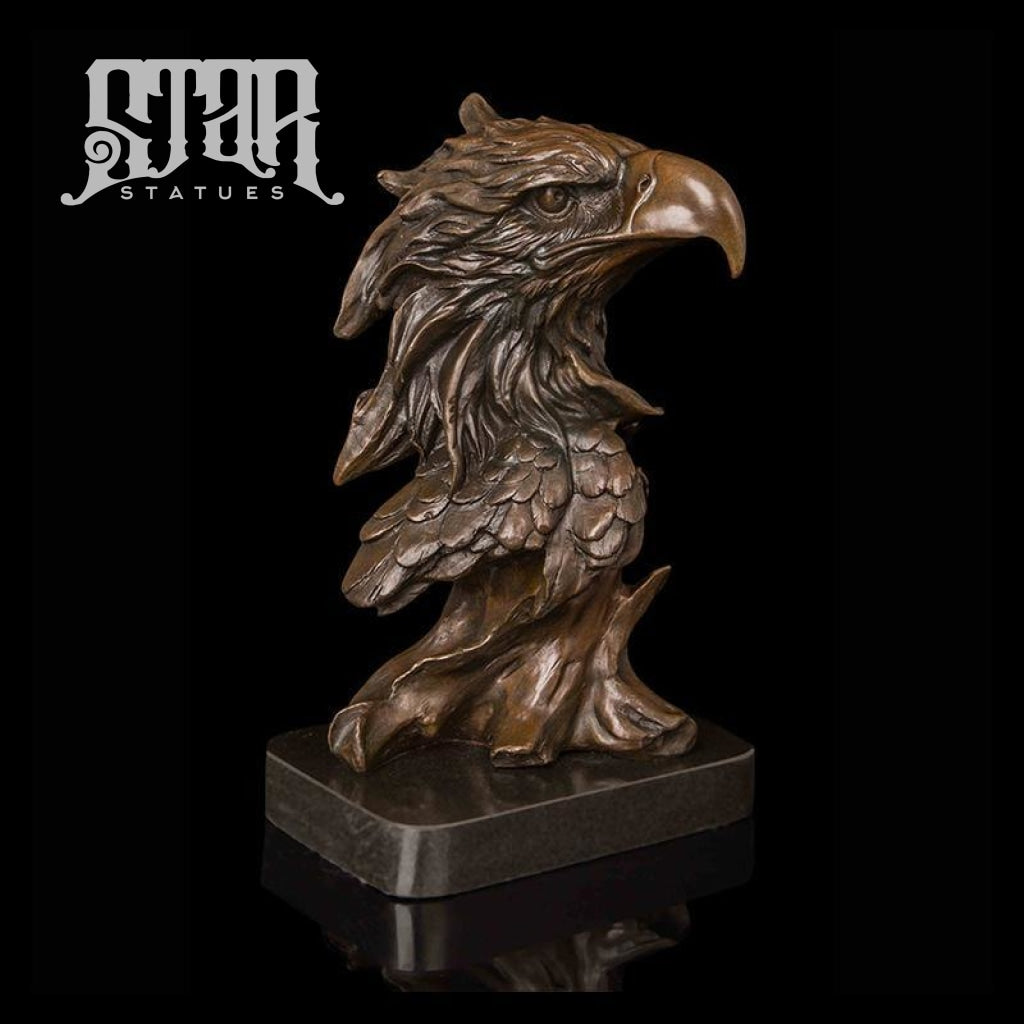 Hawk Head Bust | Animal and Wildlife Sculpture | Bronze Statue - Star Statues